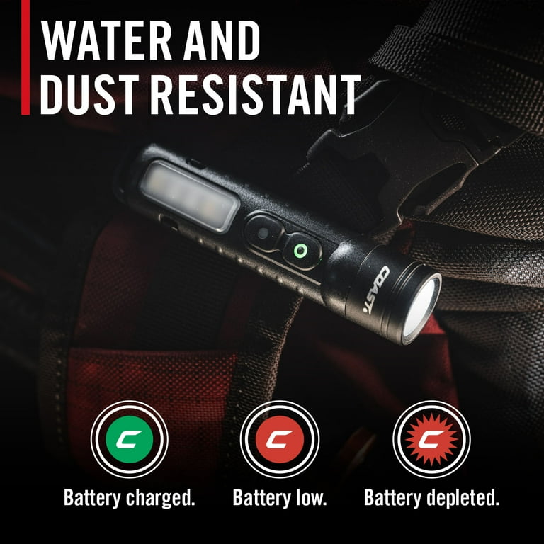 COAST KL35R Rechargeable LED Pocket Flashlight – 600 Lumens, Red