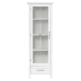 thumbnail image 1 of Teamson Home Armoire de Rangement Haute en Lin et Bois pour Salle de Bain avec Porte Vitrée Blanche, 1 of 9