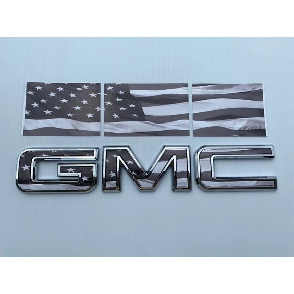 GMC Canyon Black American Flag Grille GMC Emblem Overlay Decals 2019-2026