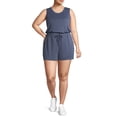 thumbnail image 4 of Como Blu Women's Plus Size Athleisure Sleeveless Romper with Pockets, 4 of 6
