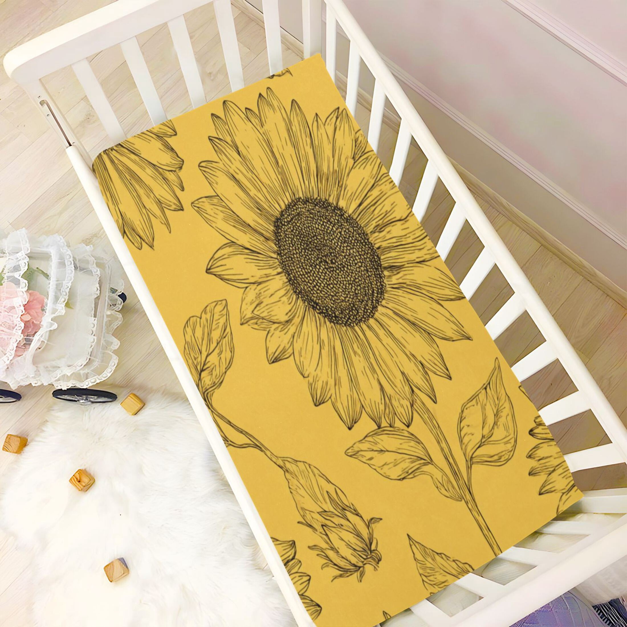 Baby Essentials 52”x 28”- Standard Cotton-like Modal Elastic- Plant Illustration Patterns Design Crib Sheets for Newborns and Toddlers
