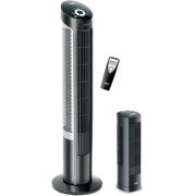 UltraSlimline Indoor Bladeless Oscillating Tower Fan with Quiet Cooling, LED Display, Space-Saving for Home, Black Combo, 40" 4-speed / 17" 3-speed (75 Degrees), Includes Remote and 7.5H Timer