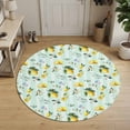 thumbnail image 2 of Washable Round Rugs 5ft Summer Lemon Circle Rug Non-Slip Soft Non-Shedding Low-Profile Pastoral Leaves Fruits Country Plants Green Large Area Rug Carpet for Living Room Bedroom Dining Room Home Decor, 2 of 8