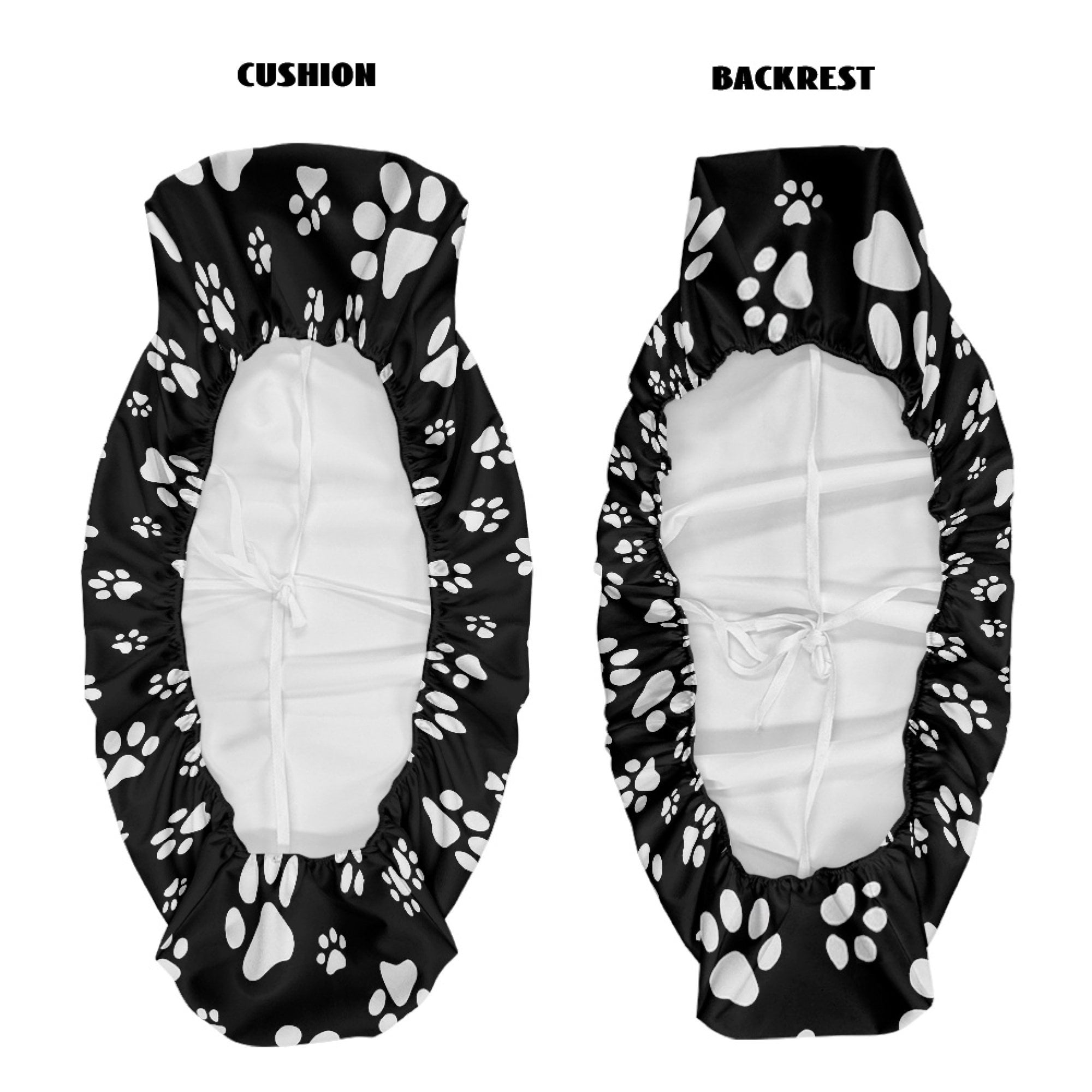 ZIATUBLES Universal UTV Seat Covers 2 Pack, Front Bench Seat Protector Set Compatible with Kawasaki Mule 4010 3010, All-Weather Polyester Deocr Protection, Black Paw Print