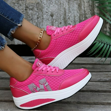 

NAYUKA Breathable Mesh Platform Sneakers Women 2023 Spring Thick Bottom Sport Shoes Woman Plus Size 43 Light Lace Up Casual Shoes