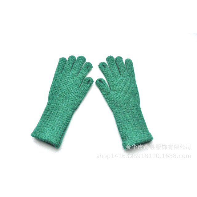 Guantes de invierno de punto de cinco dedos con puños extra largos y forro de terciopelo de jacquard para niñas coreanas