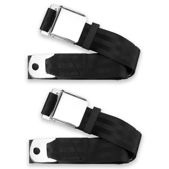 RetroBelt 2pt Lap Bucket Seat Belt Kit for 1967-1970 Ford Mustang - Black Pair