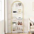 thumbnail image 2 of Qinaqin 70.87-Inch Alto 5-Tier Arched Bookshelf Moderno de Profundidad Pie Metálico Book Estante para Dormitorio Living Sala y Oficina en Casa, 2 of 5