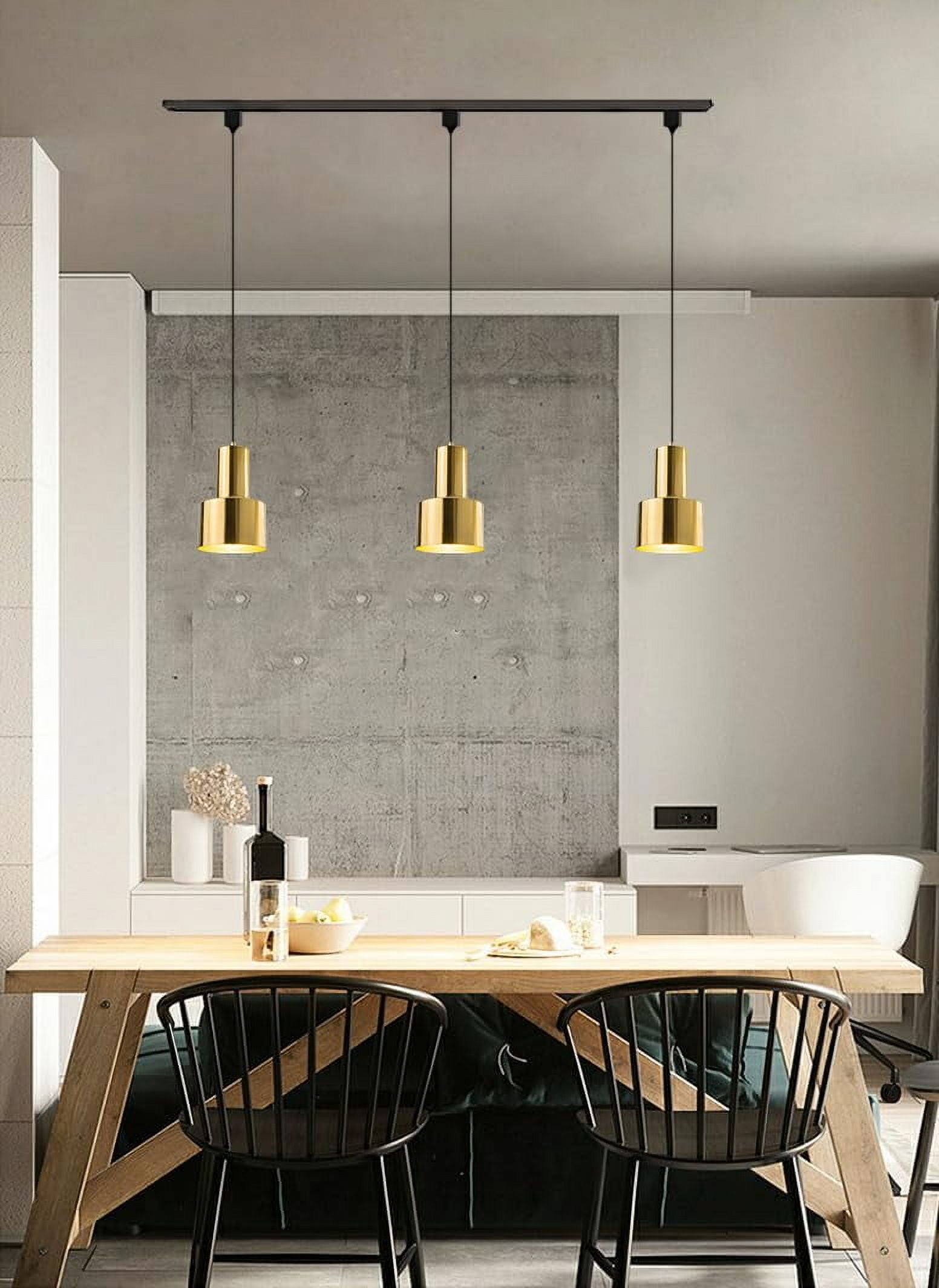 KAYYELAMP H-Type Gold Bronze Track Lighting E26 Base 29.5 Inches Black Cord Vintage Design for Kitchen Restaurant(No Bulb, Track)