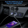 thumbnail image 2 of Panel de enchufe de cargador de coche USB QC3.0 de 12V con enchufe de encendedor de cigarrillos, voltímetro LED e interruptor basculante para barco de 12V/24V, SUV, camión, caravana marina Kuyhfg Bienvenido a Kuyhfg, 2 of 5