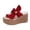 Red, variant on Rokment Women's Platform Wedge Flip Flops Delicate-Bee Bowknot Fashion Casual Suede Extra Chunky High Heels Slip on Backless Dress Sandals Comfortable Walking Slides Summer Shoes Beige Size 6