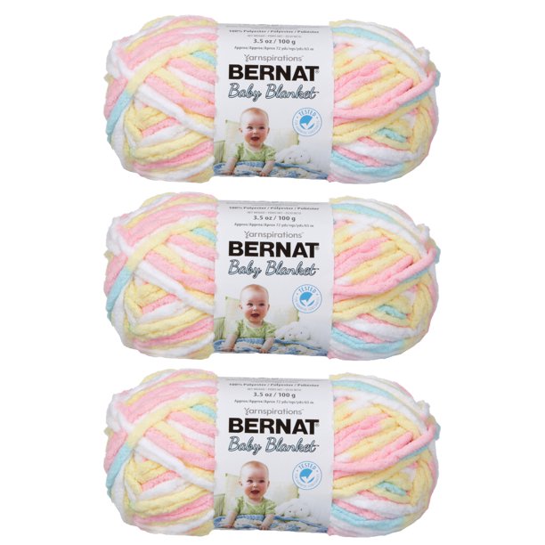 BERNAT BABY BLANKET YARN (100G/3.5 OZ), Pitter Patter 3 Pack