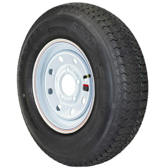 ST175/80D13 Loadstar Trailer Tire LRC on 5 Bolt White Mod Wheel