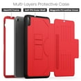 thumbnail image 5 of ELEHOLD for iPad 10th Gen 10.9 inch 2022 Flip Leather Stand Case,Magnetic Auto Wake/Sleep Multi-Angles Kickstand Anti-Slip Built-in Card Slots Business Shockproof Cover for Women Men,Red, 5 of 9