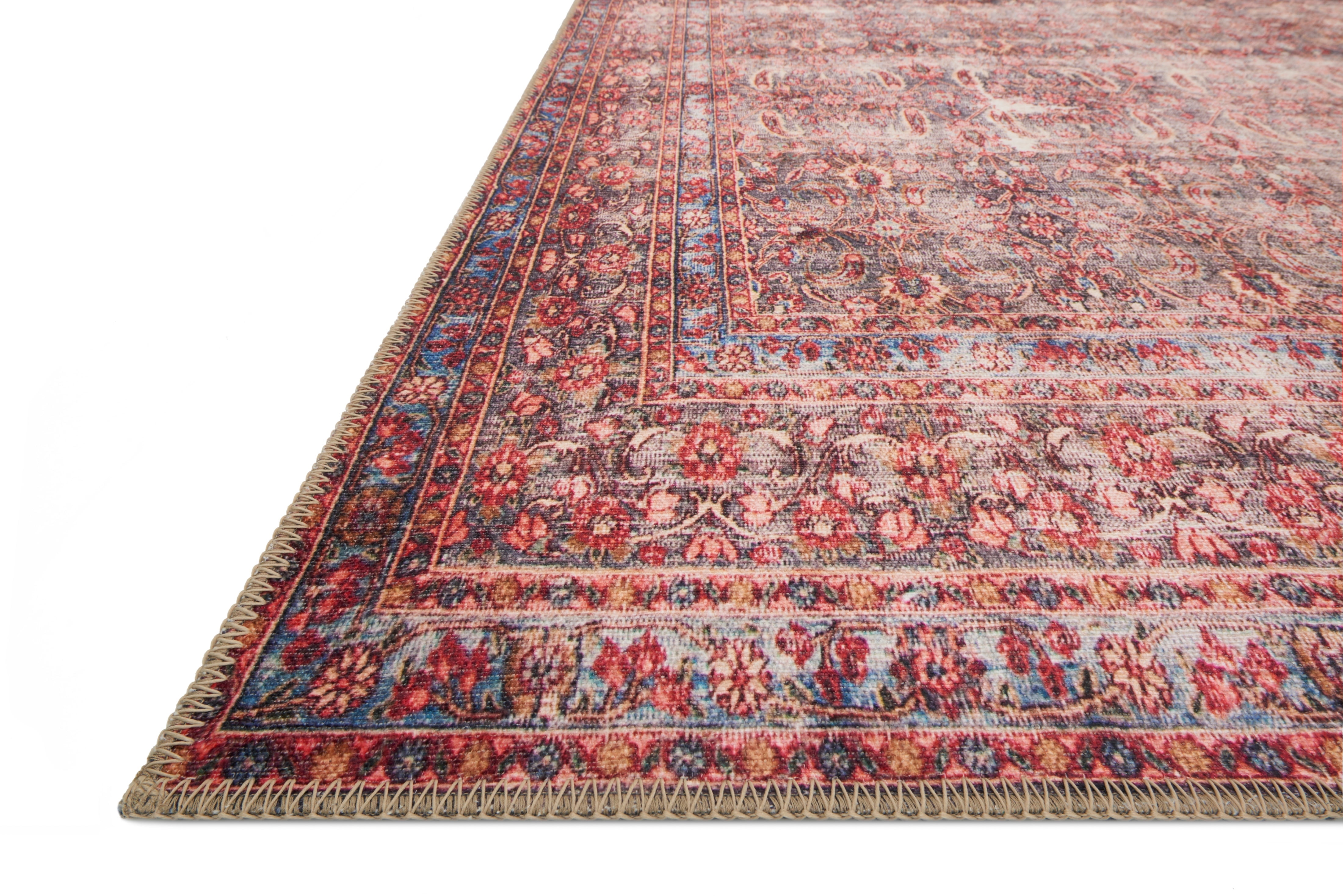 Loloi Loren Collection LQ-05 Eggplant / Crimson Oriental Area Rug 7'-6" x 9'-6"