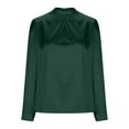thumbnail image 5 of UAMVSH Women's Long Sleeve Shirts Silk Satin Casual Business Dressy Tops Soft Smooth Mock Neck Blouses for Office Work(Medium,Green), 5 of 7