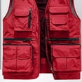 thumbnail image 6 of LEKWK Mens Utility Vest Sleeveless Multi Pocket Fishing Vest Lightweight Mesh Lined Outdoor Work Travel Photography Safari Casual Tops Shirts Red XL, 6 of 6