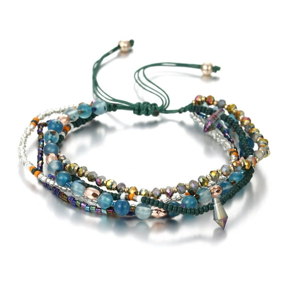 lureme Bohemian Boho Stackable Beaded Bracelets for Women Girls Multilayers Stack Beads Bracelet Colorful Charm Handmade Jewelry Adjustable Sizes Multicolors 1pc Pack(bl003562-1)