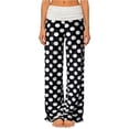thumbnail image 3 of DHFJKG Womens Wide Leg Pants Patchwork Yoga Pants Loose Fit Ruched Casual Vintage Polka Dot Summer Soft Loungewear Bottoms Trendy Trousers, 3 of 8