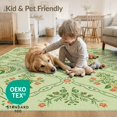 thumbnail image 4 of ODIKA 6'x9' Light Green Botanical Floral Diamond Washable Area Rug Traditional Symmetrical Motifs With Ornate Vine Scrollwork And Decorative Non-Slip, Easy Care, for Family Room, Living Mater Bedroom, 4 of 7