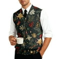 thumbnail image 5 of Resicozy Mens Christmas Sweater Vest Funny Xmas Print Holiday Vests V-Neck Casual Cardigan Vest Dark Green S, 5 of 7