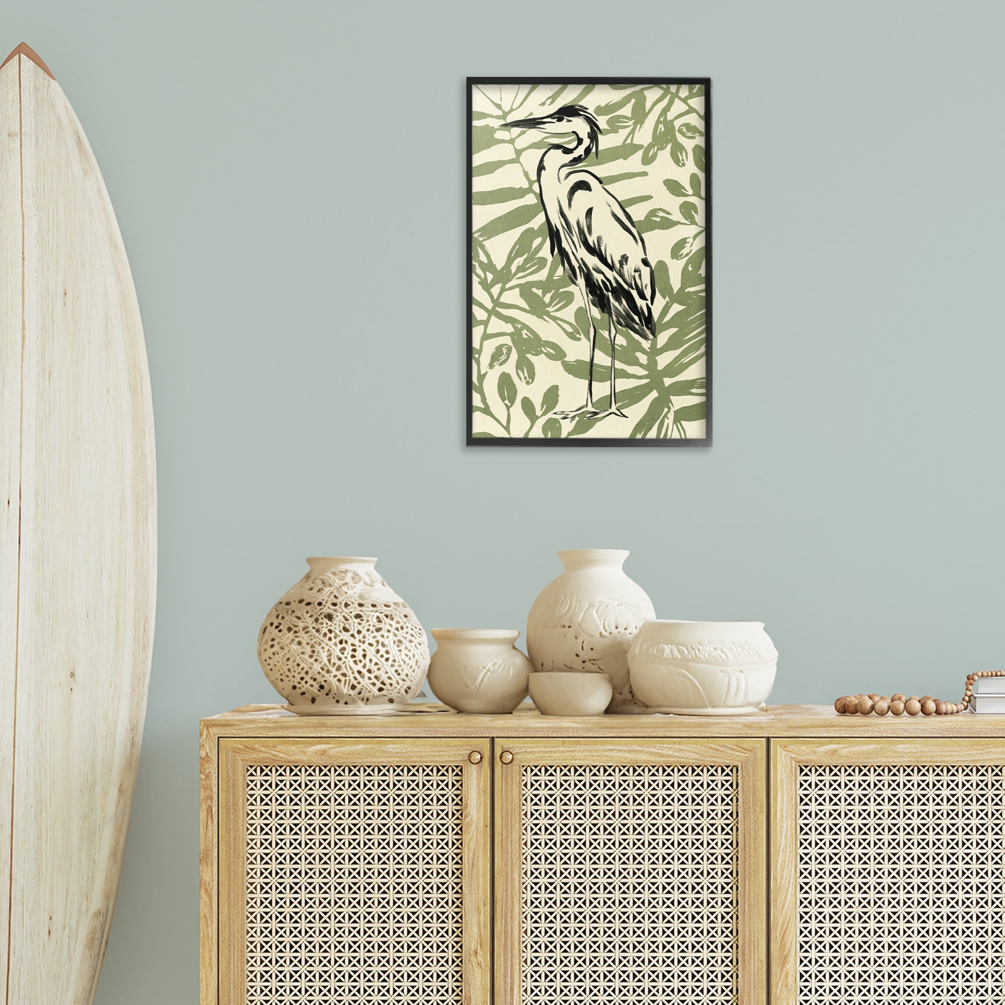 Stupell Industries Brushed Heron Portrait Animals & Insects Painting Black Framed Art Print Wall Art, 16 x 24