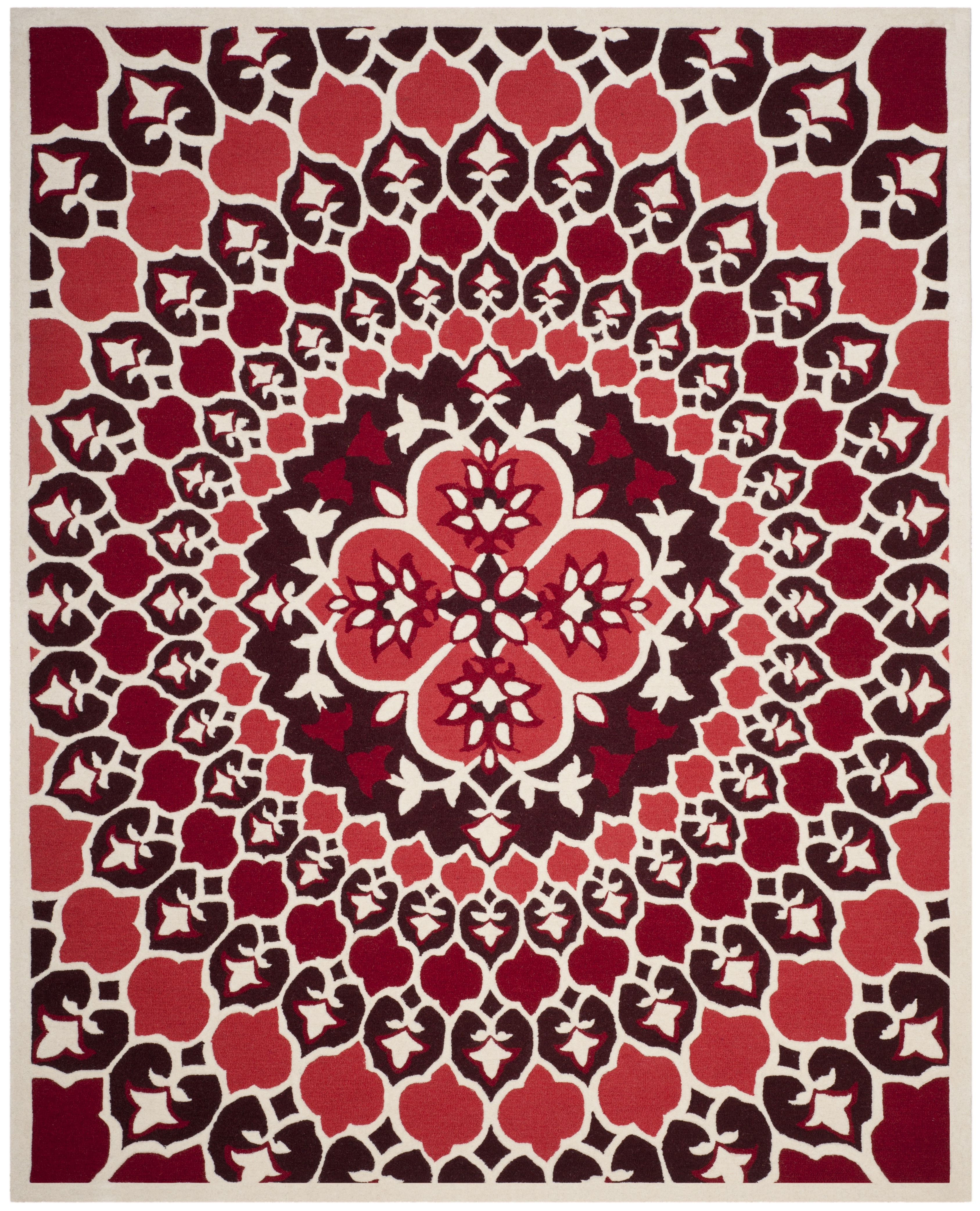 SAFAVIEH Bellagio Zoja Floral Wool Area Rug, Red/Ivory, 8' x 10'