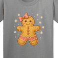 thumbnail image 4 of Inktastic Cute Gingerbread Girl with Pink Bow Christmas Youth T-Shirt, 4 of 5