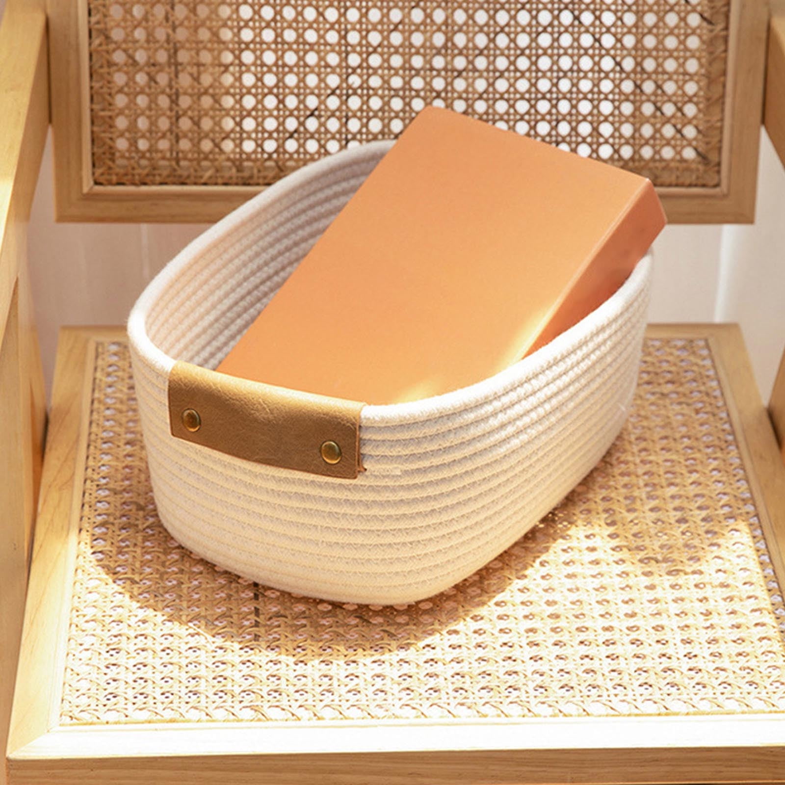 Nkmbld Storage Containers Multifunctional Storage Basket Household Small Item Sundries Storage Basket Snack Desktop Cotton Rope Woven Storage Box