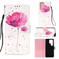 SaniMore Magnetic Flip Wallet Case for Samsung Galaxy S23 Ultra, RFID Blocking Card Holder Painted Pattern PU Leather Cover with Kickstand & Wrist Strap Shockproof Protective Shell, Flower