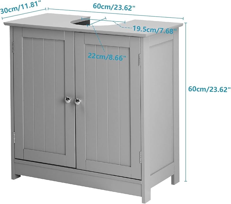 Pedestal Sink Storage Cabinet with 2 Doors Traditional Under Sink Cabinet Bathroom Space Saver Organizer with Adjustable Shelf 23 5/8" W x 11 7/16" D x 23 5/8" H