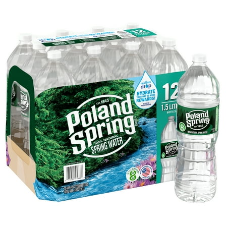 Poland Spring Maine Spring Water, 1.5 Liter, 12-Pack Plastic Bottles