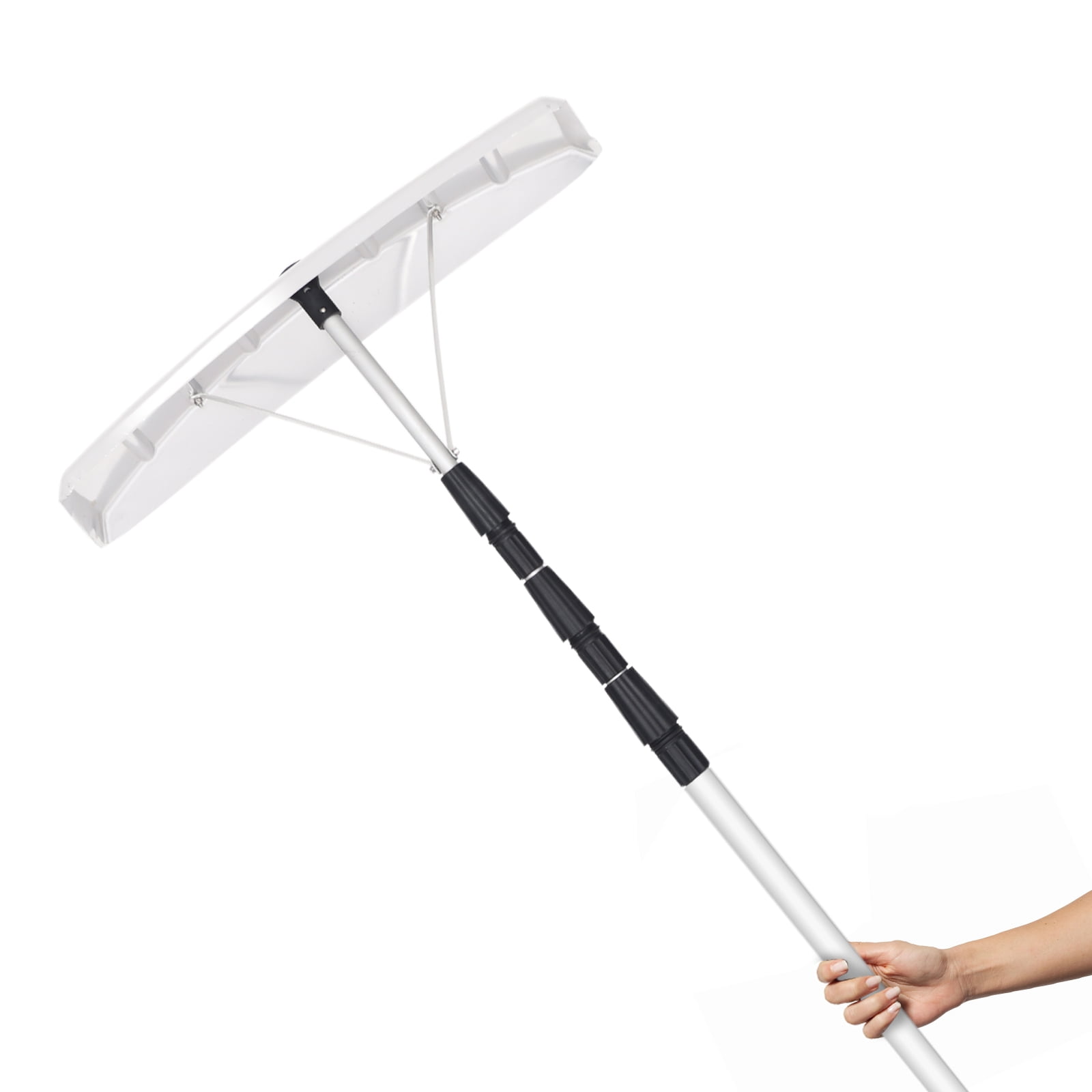 Goplus Roof Snow Rake 21ft Extension Light Weight Aluminum Roof Snow Removal Tool Black