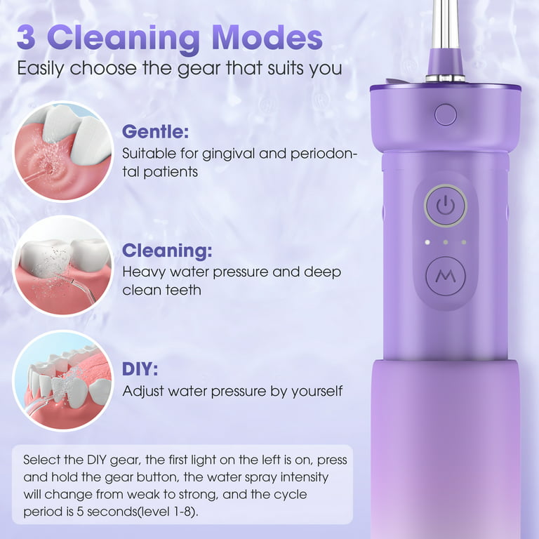  RENPHO Water Dental Flosser Teeth Cleaning, Cordless Oral  Irrigator 300ML Portable Rechargeable Electric Waterflosser with 4 Modes 5  Jet Tips, IPX7 Waterproof, USB, Teeth Cleaner Pick for Home Travel : Health