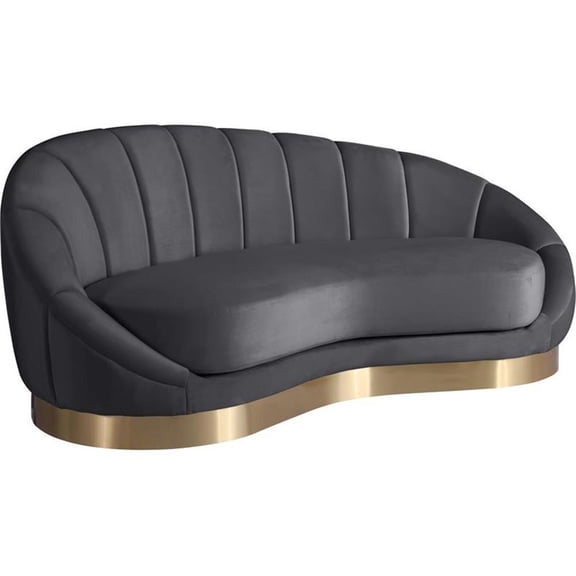 Maklaine Contemporary Upholstery Gray Velvet Chaise