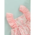thumbnail image 6 of Kiapeise Toddler Baby Girls Summer Dress Flowers Ruffle Sleeveless Square Neck Dress + Big Bow Straw Sling Bag, 6 of 8