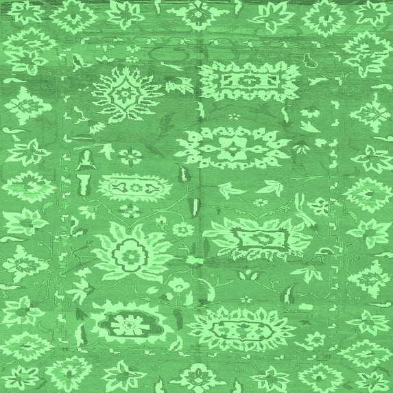Ahgly Company Indoor Square Abstract Emerald Green Modern Area Rugs, 4' Square