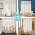thumbnail image 5 of No Hook Shower Curtain with Snap in Liner, Spring Easter Farm Cute Rabbit Waterproof Bath Curtain Double Layers with See Through Top Window, Watercolor Flower on Burlap Hotel Shower Curtains 48x72in, 5 of 9