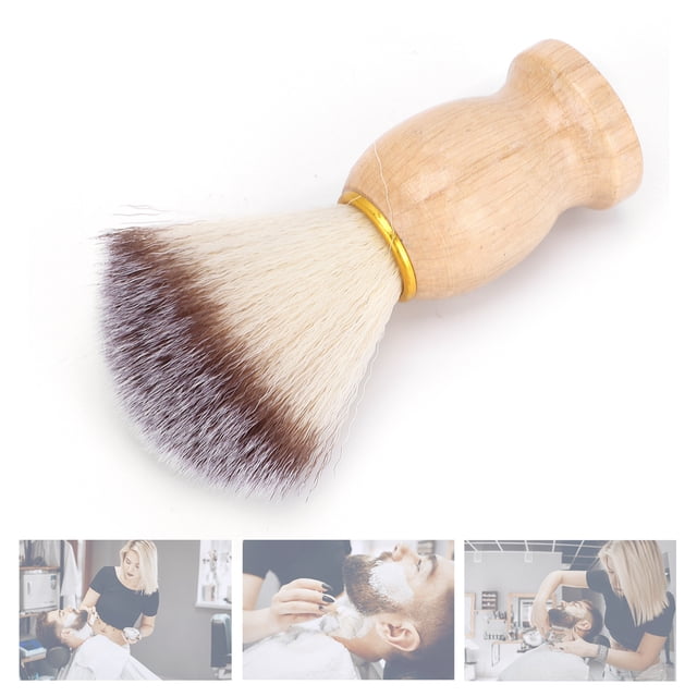 Pincel de Salón de Barbero de Afeitado, Textura de Madera Maciza de Alta Mango de Madera