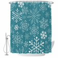 thumbnail image 2 of Shower Curtains for Bathroom, Teal Snowflake Christmas Waterproof Fabric Shower Curtain, Xmas Snowflake Decorative Bathroom Curtain for Bathtub, 72"x72", No Hooks Included, 2 of 9