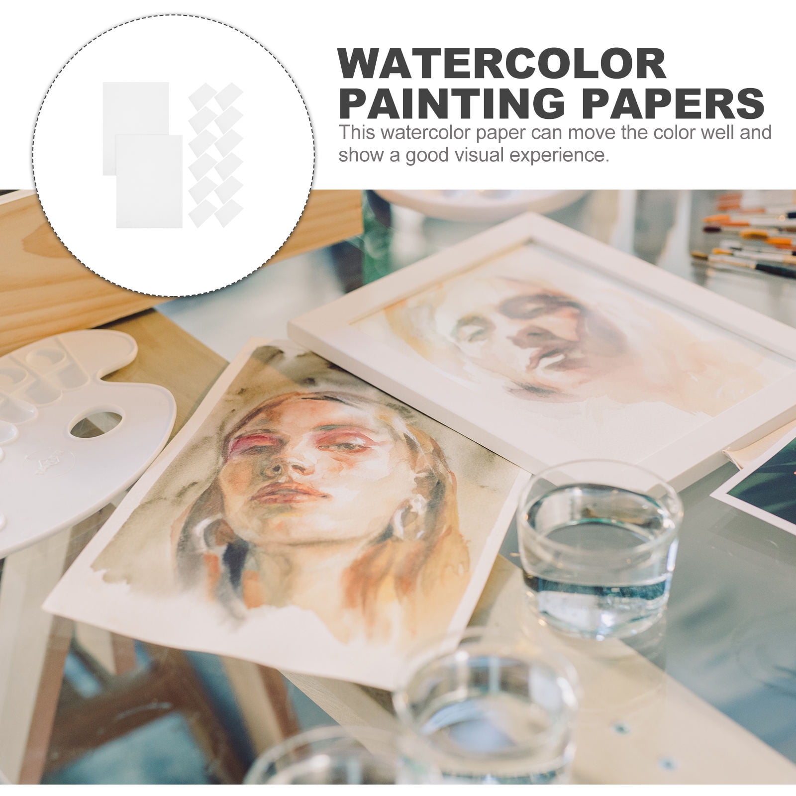 WHAMVOX  50 Sheets Water Coloring Paper Watercolor Painting
