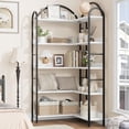 thumbnail image 5 of Memoryfield Industrial Corner Bookshelf, 5 Tier L Shaped Bookcase with Metal Frame, Large Shelf Display Rack for Living Room Bedroom, White, 5 of 6