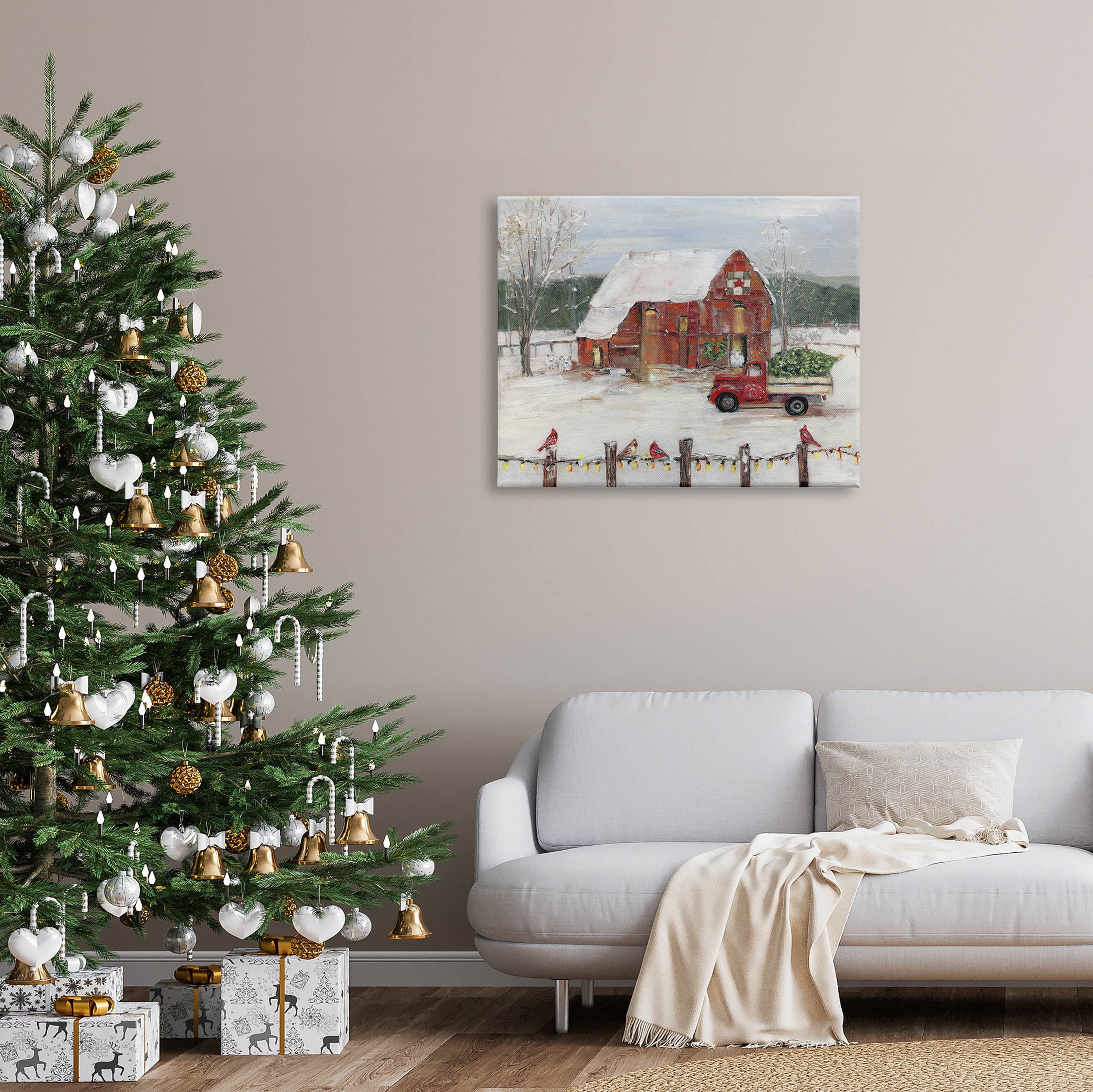 Stupell Industries Snowy Holiday Tree Farm Landscape Painting Gallery Wrapped Canvas Print Wall Art, Design by Sally Swatland