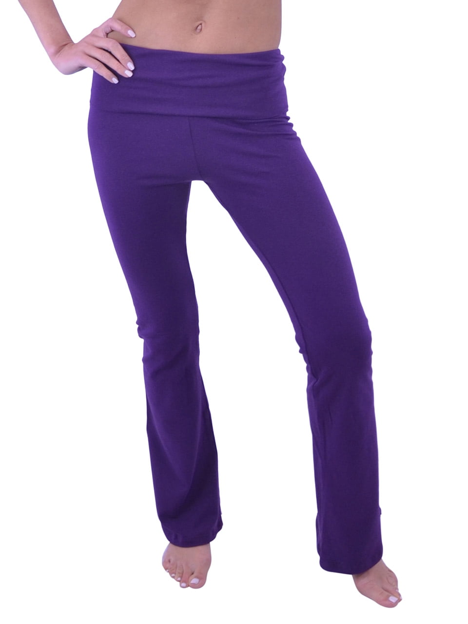 Vivian's Fashions Yoga Pants Extra Long, Misses Size (Purple, 2X