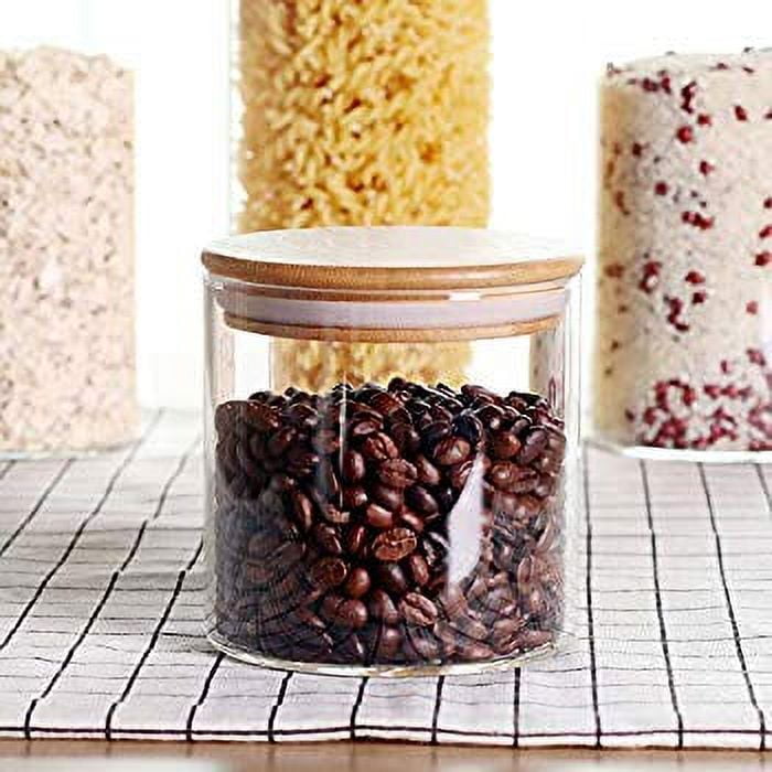  YUNCANG Glass Storage Jars [Set of 5],Clear Glass Food Storage  Containers with Airtight Bamboo Lid Stackable Kitchen Canisters for  Candy,Cookie,Rice,Sugar,Flour,Pasta,Nuts and Spice Jars : Home & Kitchen