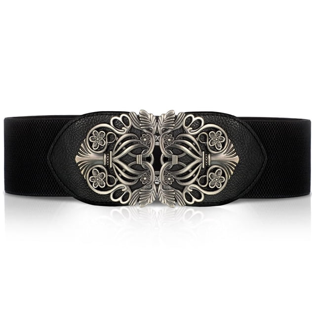 Cinturón elástico de cintura para mujer de SATINIOR, cinturón elástico ancho vintage para mujer, cinturón de vestir retro elástico para mujer, cinturón elástico
