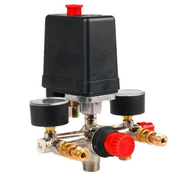 90 - 120psi Air Compressor Manifold Regulator with Durable Pressure Gauges & Switch Control