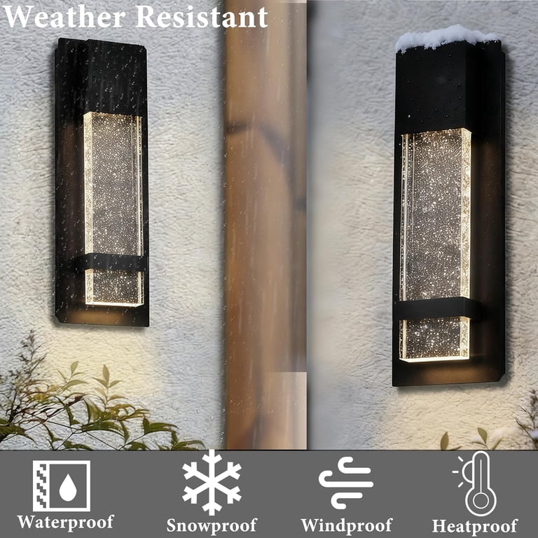 LEDMO 12W IP65 Outdoor Wall Light – 6000K 1200LM Square Aluminum Porch Light, Rust Proof