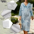 thumbnail image 5 of Xixirimido Jellyfish Corals Blue Print Women Linen Dresses 3/4 Sleeve V Neck Loose Dress for Women Casual A-Line Midi Beach Dress for Spring Summer S, 5 of 6