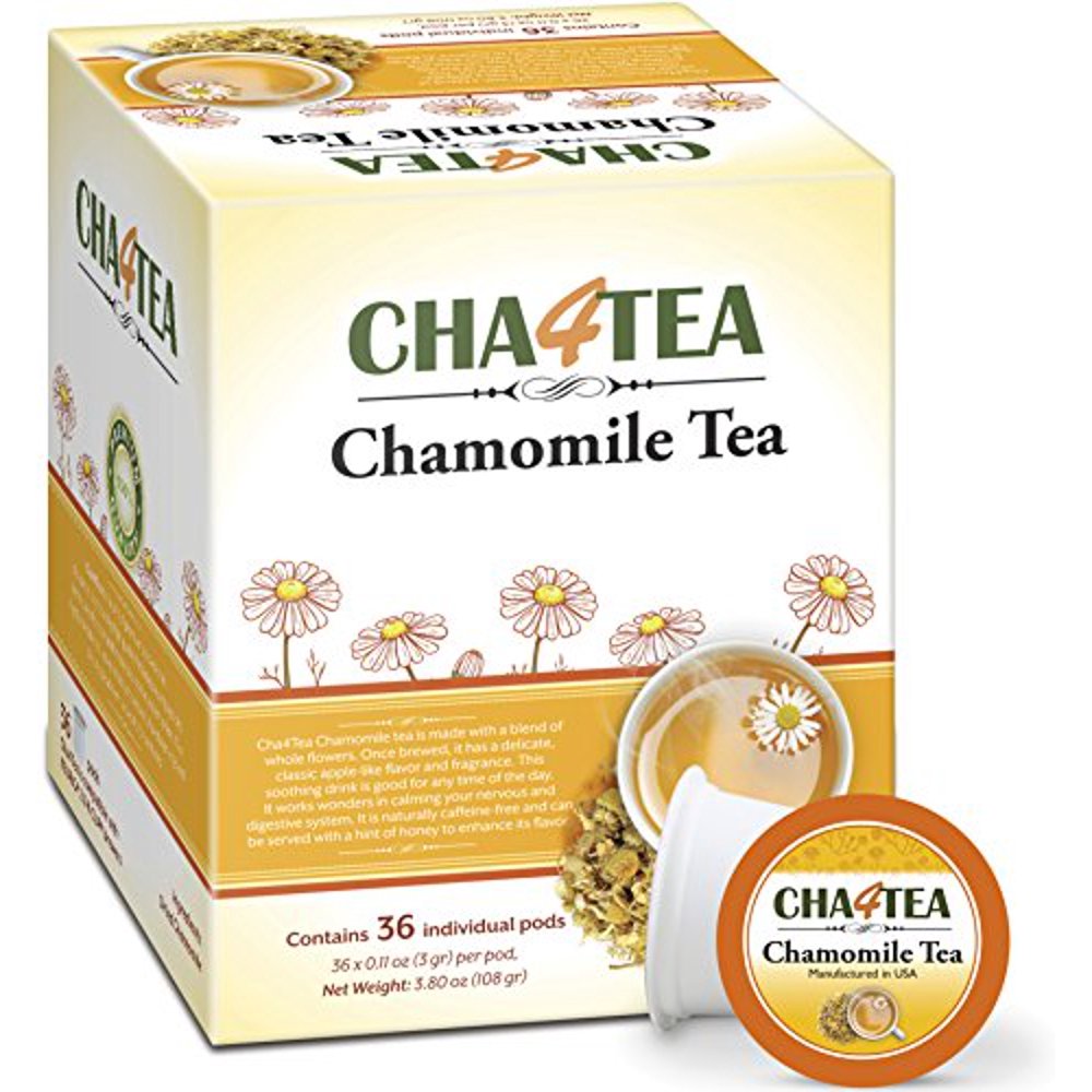 Cha4Tea 36Count Pure Camomile Herbal Tea Pods for Keurig KCup Brewers